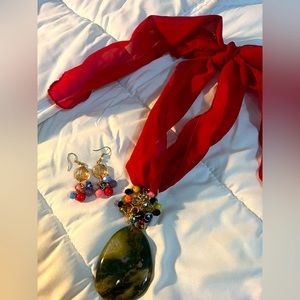 Wrap around scarf necklace set